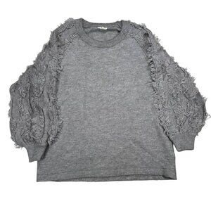 Cotton Bleu Large Women Sweater Gray Textured Unique Casual Party